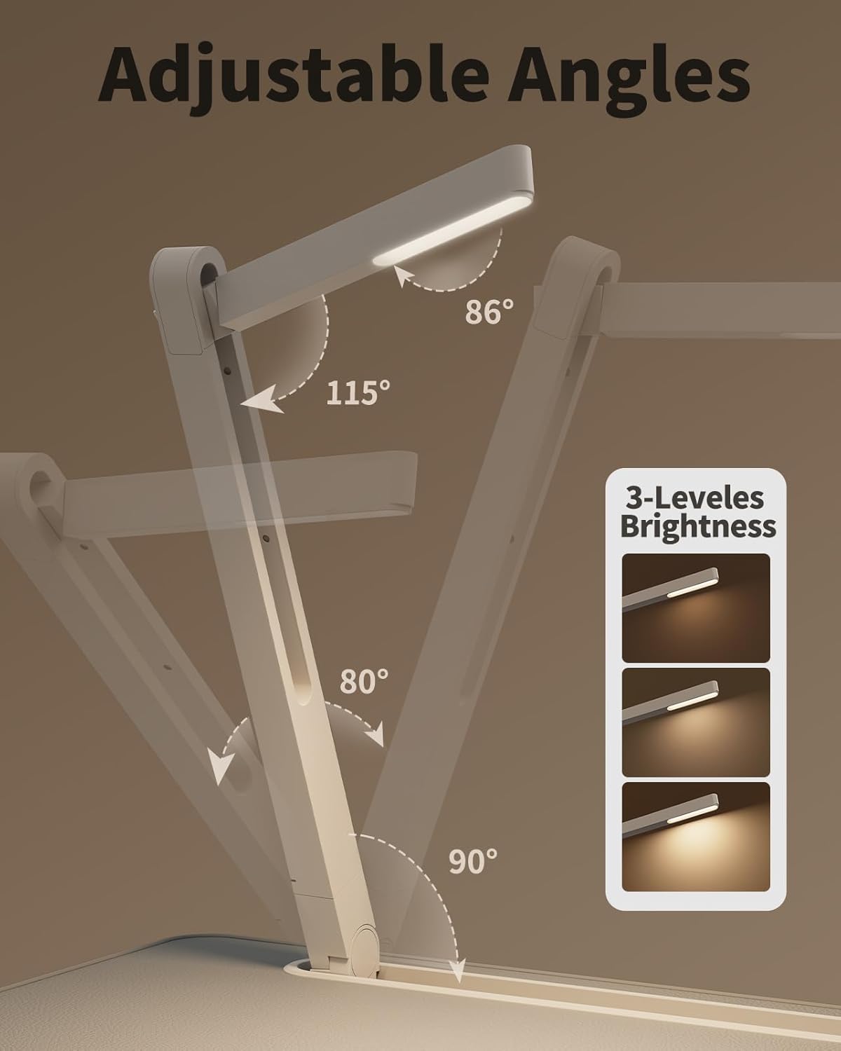 SAIJI Laptop Bed Tray Desk with LED Desk Light, Adjustable Laptop Stand for Bed, XX-Large PVC Leather Foldable Table with Book Stand, Wrist Rest, Extra Leg Room (Grey)