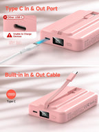 LVFAN for Magsafe Power Bank 10000mAh, Fast Charging Wireless Magnetic Portable Charger with Built-in USB C in&Out Cable, Travel LED Display Battery Pack for iPhone 17 16 15 14 13 12