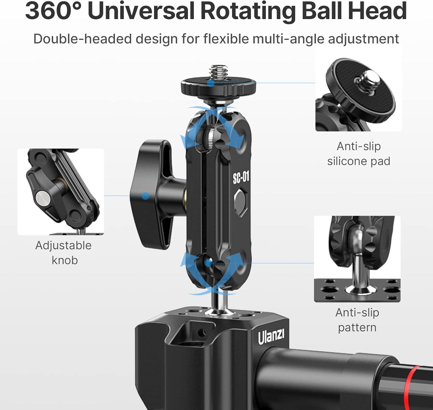 Suction Cup Mount for Action Cameras iPhone - ULANZI SC-01 3in Pump-actived Vacuum Suction Mount Magic Arm Phone Holder Action Cam Adapter Car Boats Windshield Window Mount for Action Cameras