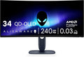 Alienware 34 240Hz QD-OLED Curved Gaming Monitor - AW3425DW - 34.2-inch WQHD (3440 x 1440) 240Hz 0.03ms Display, 1800R Curve, AMD FreeSync Premium Pro, VESA AdaptiveSync, VESA DisplayHDR TrueBlack 400