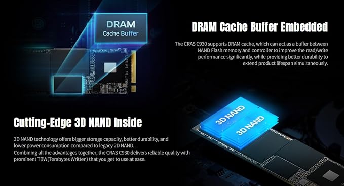 KLEVV CRAS C930 1TB M.2 2280 NVMe PCIe Gen4x4 Internal Gaming SSD Aluminium Heatsink Included, Compatible with PS5, up to 7400MB/s with DRAM Cache (K01TBM2SP0-C93)