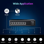 8 Port Gigabit PoE Switch, 8 Port PoE 120W, Gigabit Ethernet Unmanaged Network Switch, Plug and Play, Sturdy Metal Housing, Traffic Optimization