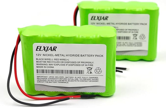 (2-Pack) 12V NiMH Battery Pack AA2000mAh, 10-Cell Rechargeable Replacement for RC Models, LED Kits, Medical Equipment, DIY Projects