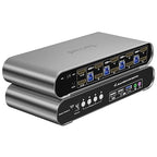 4 Computers 2 Monitors USB 3.0 HDMI KVM Switch 4K@60Hz with Hotkey Switching, Automatic Switching 4 Port Dual Monitor, Aluminum, Digital Display, USB 3.0 Audio/Mic, EDID, HDR10 with Cables
