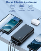 Portable Charger Power Bank 50000mAh Powerbank PD 30W and QC 4.0 Fast Charging External Battery Pack with USB-C LED 4 Outputs & 2 Inputs Portable Charging for iPhone 15 14 13 pro, Samsung