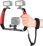 Andoer Cage Advanced Cage Kit Mounting Kit for Camcorder Aluminium Alloy Sports Camera Underwater Diving Rig Portable Stabilizer for Action Camera Cage Dive Rig, red