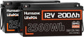 2PACK 12V 200Ah LiFePO4 Battery, Built-in 200A BMS, Rechargeable Deep Cycles DIY Battery, 2560Wh Lithium Battery for Off-Grid and Home Solar System, Marine, Trailer, RV