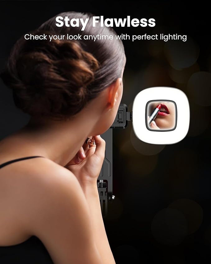 71" Phone Tripod Selfie Stick with Wireless Remote & 2 Fill Lights, Extendable Phone Stick for iPhone, Android, Camera & GoPro, S30 Portable Travel Tripod for Vlogging, Live Streaming(Black)