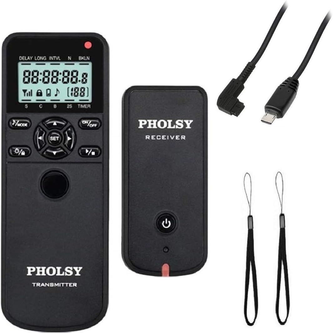 PHOLSY Wireless Timer Remote Control with Intervalometer HDR for Sony a1, a9, 9M2, a7M4, a7M3, a7RM2, a7RM3, a7RM4, a3500, a6600, a6500, a6400, a6100, RX100M4, RX100M6, RX100M7, RX10M4, HX99, a68