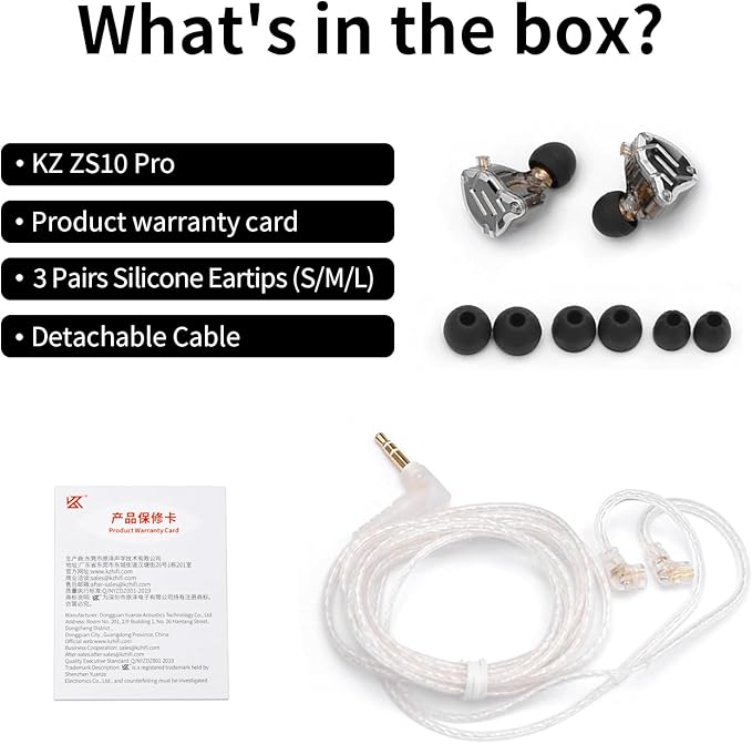 KZ ZS10 Pro in Ear Monitor, 4BA 1DD KZ Wired Headphone Multi Driver in Ear Earphone, IEM Headphones on Stage HiFi Monitor for Singer Guitarist Drummer (Matte Black with Mic)