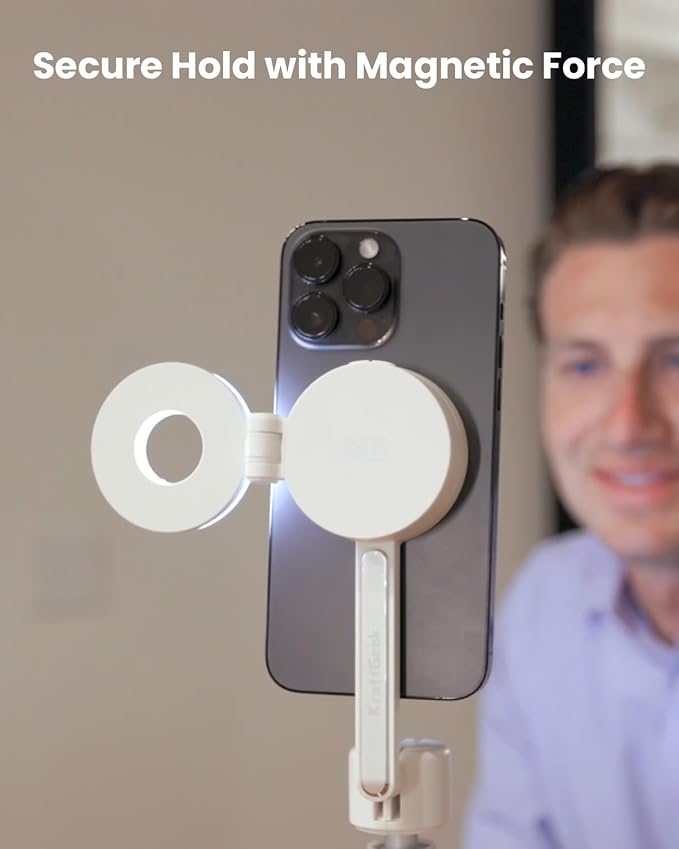 KraftGeek Magnetic Selfie Light for iPhone Magsafe, Portable Phone Ring Light for Video Recording, Rechargeable Lightweight Travel LED Cell Phone Light, White