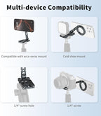 Magnetic Phone Tripod Stand,Foldable Cell Phone Holder for Magsafe with Arca-Swiss,1/4'' Screw Hole,Cold Shoe Mount,Pocket Mini Aluminum Selfie Stick Tripod Mount for iPhone/Android,Desk,Travel