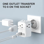 International Travel Adapter, Europe Travel Adapter with USB, Universal Travel Adapter (3 USB A & 1 Type-C) for The US to Most of Europe Iceland Spain Italy France Germany (Type E/F)