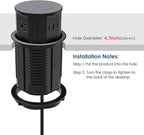 Pop up Outlet for Countertop with 15W Wireless Charger,65W USB C Charging Station,4 Outlets,2 USB C,USB A,Tamper Resistant Receptacle,4.7'' Hole Power Grommet,Office Power Supply,Black