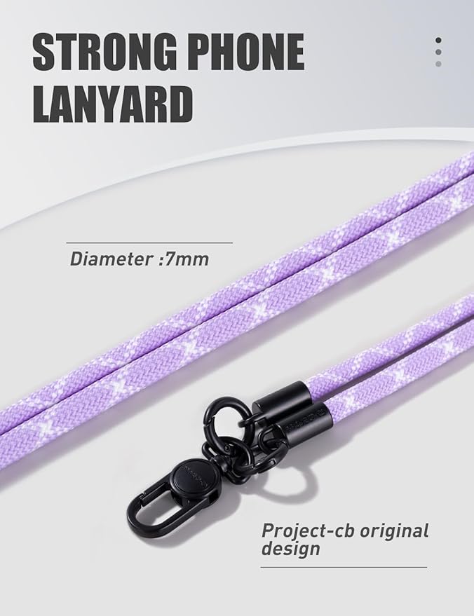 project-cb Phone Lanyard×1,Phone Tether Tab×2, Crossbody Cell Phone Lanyard,Rope Lanyard,Universal Adjustable Phone Strap(Purple)
