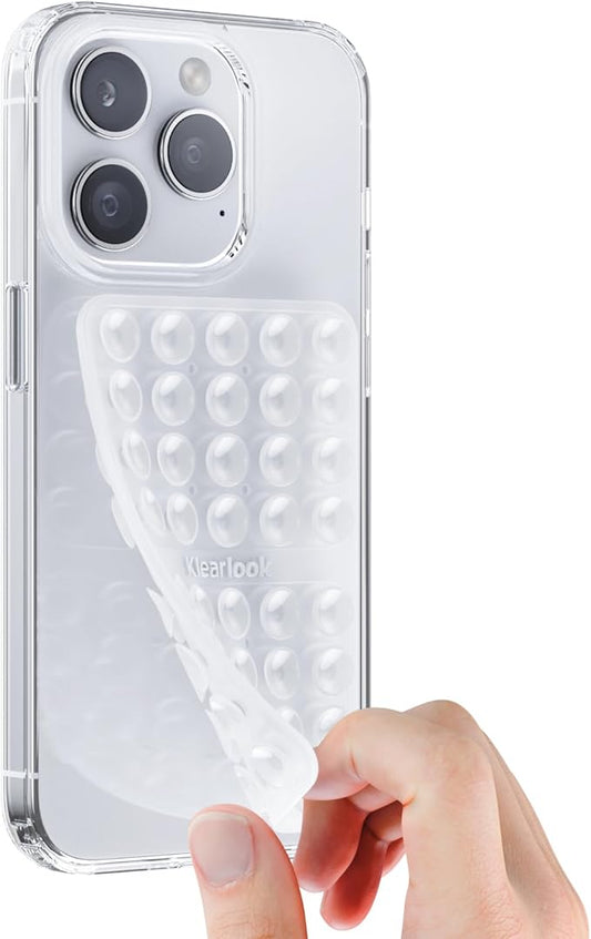 Klearlook Silicone Suction Cup Phone Case Mount Double Sided, Sticky Phone Grip with Higher Suction Power for Cell Phone, Hands-Free Phone Accessories Holder for Selfies and Videos, Transparent