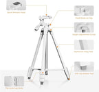 PHOPIK Extendable Tripod Stand - 55" Phone Tripod with 360 Panorama, Shutter-Video, 1/4" Mounting Screw for iPhone/Android/Sport Camera&Insta360 x5 - White