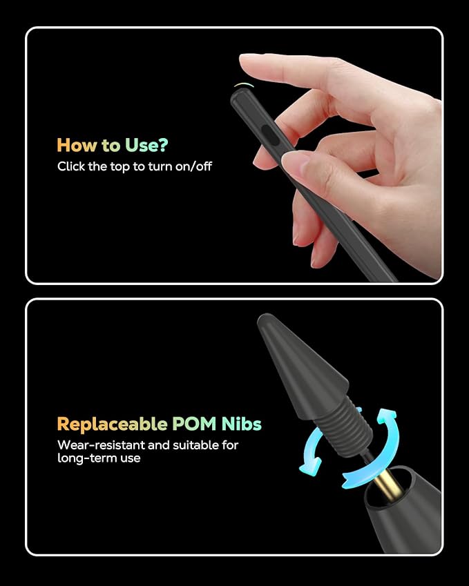 MoKo Pencil for iPad (A16) 11th 10th Gen, Stylus Pen for 2018-2025 Apple iPad 11/10/9/8/7/6/A16, Mini 7/6/5, Air M3/M2 11"/13"/5/4/3, Pro M4 13"/12.9"/11" Tilt Sensitivity, USB-C Fast Charging, Gray