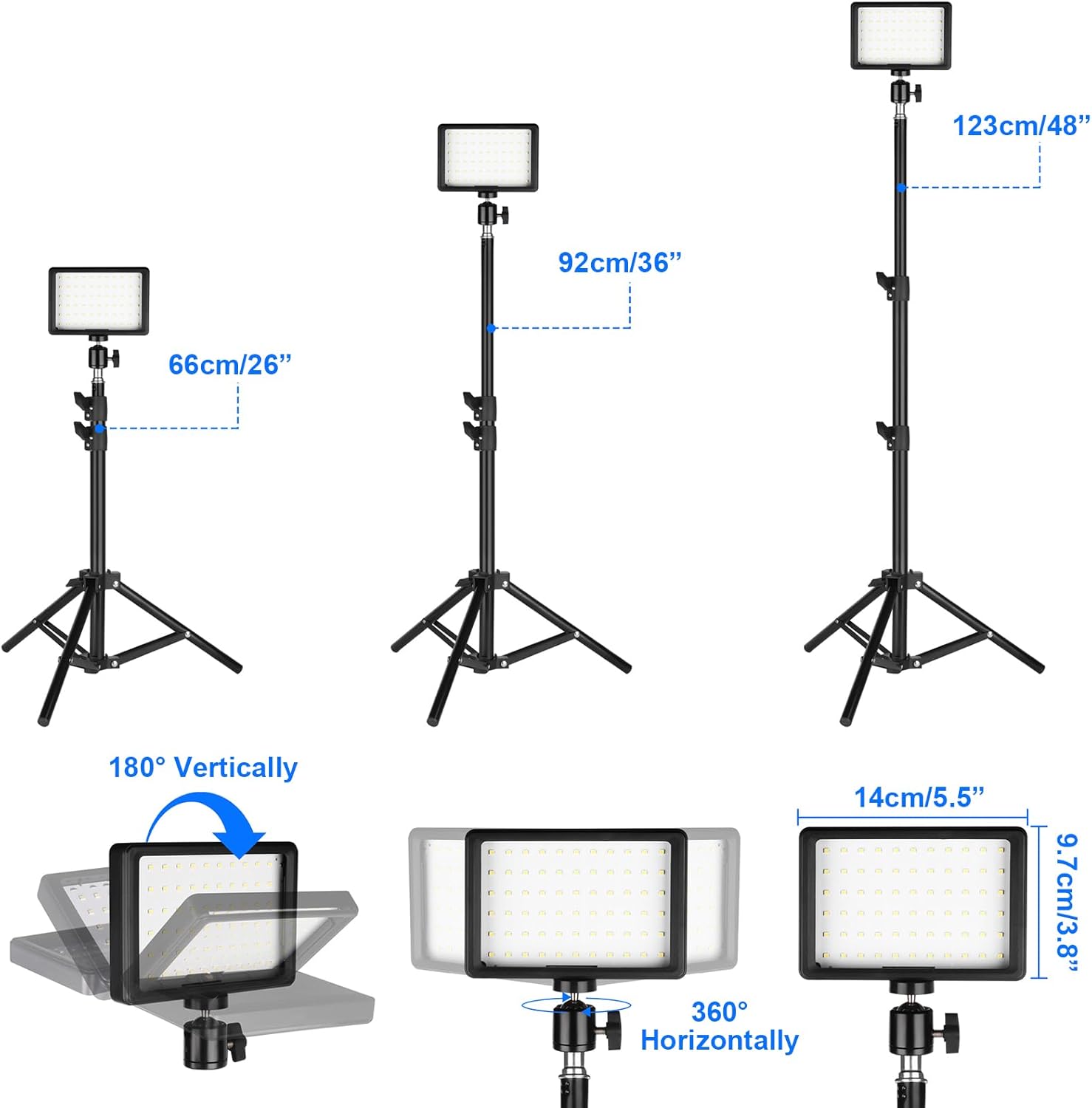 LED Photo Video Light 2-Pack, Ci-Fotto Dimmable 5600K USB LED Continuous Light Photography Light with Tripods and Color Filters for Photo Studios, YouTube, TikTok, Video Recording, Game Streaming