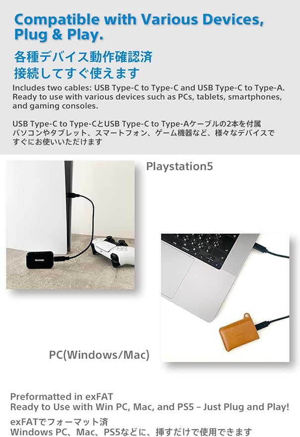 Nextorage Japan 1TB USB3.2 Gen2 Poratable SSD NX-P2SE sereis Type-C Compact and Fast Speed (max Read 1000MB/s)