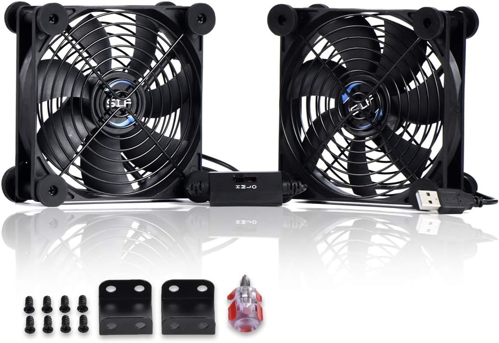 SCCCF Dual 120mm USB Cooling Fan with Speed Control - Quiet 5V Portable Fan for Electronics, TV, Router, DVR, PS5/Xbox/PC Cabinet, Computer & Gaming Console Cooling