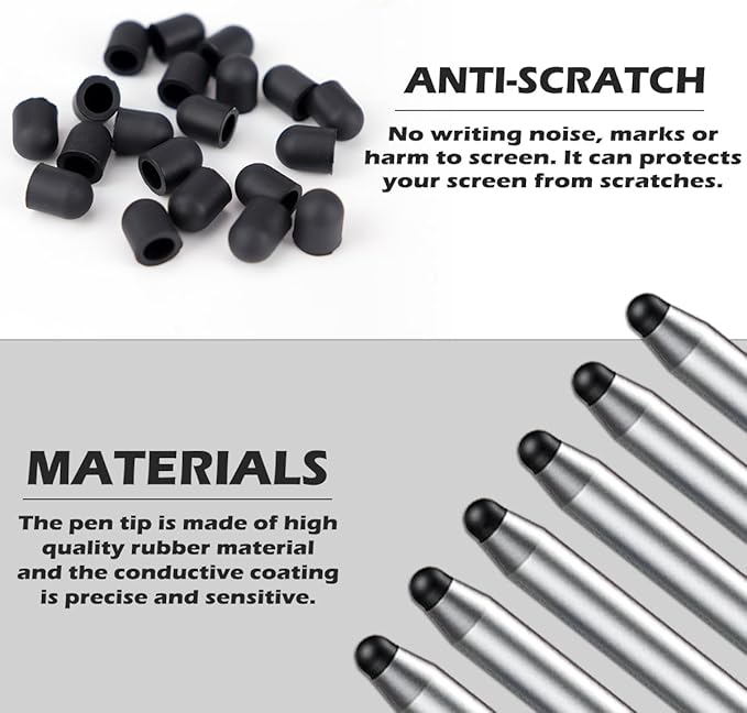 20Pcs Replacement Tips Silicone Rubber Touch Screen Pens Tips for Touch Pen (8 * 10mm)