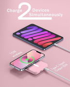 podoru for Magsafe Battery Pack, 5000mAh Magnetic Power Bank with Type-C Cable 20W PD Fast Charging Lighting Input Wireless Portable Charger for iPhone 16/15/14/13/12/ All Series-Pink