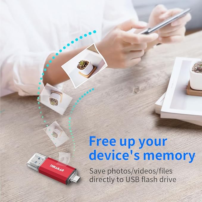 Thkailar USB C Flash Drive 256GB,USB Flash Drive with Type C and Type A 3.1 Port Compatible with Android Phone,MacBook Pro,PC(Red)