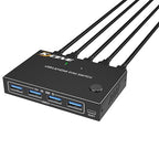 HDMI KVM Switch 1 Monitors 2 Computers 4K@60Hz, USB3.0 KVM Switches EDID Simulator 2 Ports for 2 PC Sharing Single Monitor and Keyboard Mouse with Wired Extend Controller and USB3.0 Cables