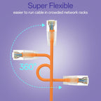 Cat6a Patch Cables 3ft (24 Pack) Slim, Cat6 Ethernet Patch Cable Pure Copper, Flexible Cat 6 Patch Cable 550MHZ 10G, Space-Saving Cat 6A Network Cables for Patch Panel, Orange