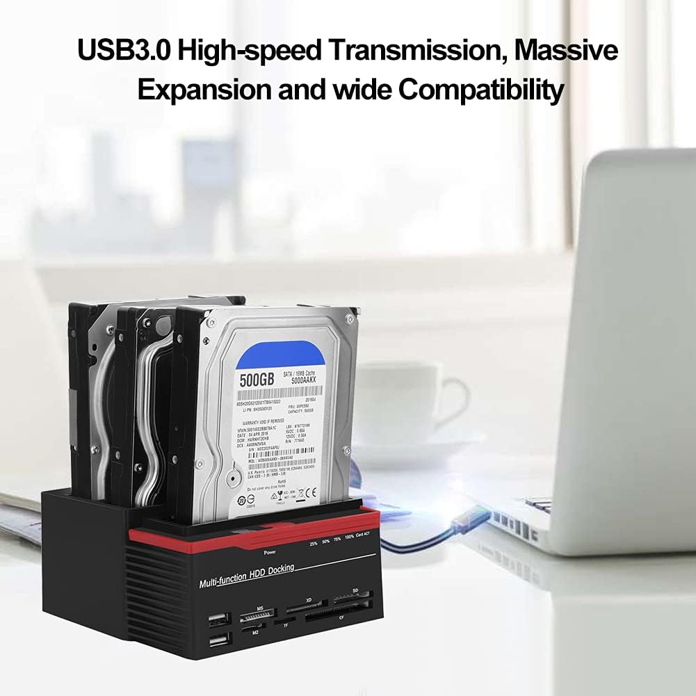 Zopsc USB 3.0 SATA/IDE HDD Docking Station Three-Bay Offline Clone HUB Reader 12V / 3A Independent Power Supply External Hard Drive Docking Station(US) 100-240V