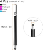 MECCANIXITY 4pcs Stylus Pens for Touch Screens Universal Capacitive Stylus Pencil Sensitivity for Phone Tablet Touch Screen Device,Black Blue Purple Pink