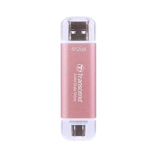 Transcend 512GB External SSD, Up to 1,050MB/s, Dual USB Flash Drive for iPhone&iPad&Mac, Windows&Android, Tablet&PC, Smart TV, USB 3.2 Gen 2 Thumb Drive Photo Stick, 2-in-1 Type C &Type A Memory Stick