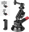 Neewer 3" Suction Cup Camera Mount Bracket with Ball Head Magic Arm, 1/4" ARRI Holes, Quick Release Car Mount with Phone Holder & Action Cam Adapter Compatible with iPhone DJI Insta360, CA104