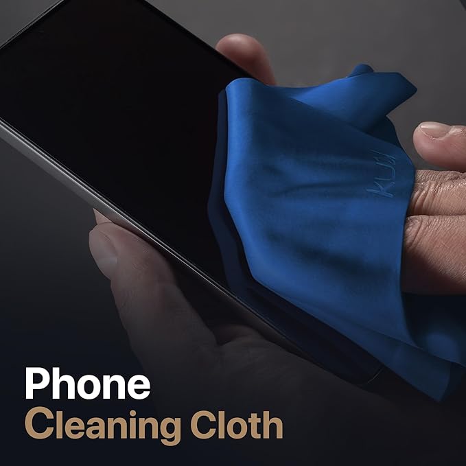 Kuzy 3 Pack Premium Microfiber Cleaning Cloth - Large Reusable Cloth for Glasses, Screens, MacBook Laptops, TVs, and Electronics - Scratch-Free, Lint-Free Cleaner, 3 Pack - Navy Blue