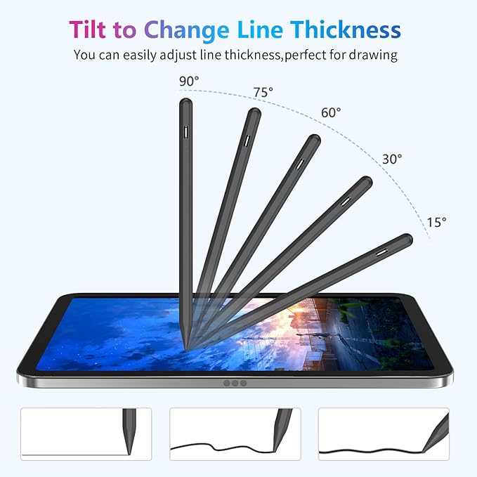 Stylus Pen for iPad 10th 9th 8th 7th 6th Generation, 15Mins Fast Charge for Apple iPad Pencil with Pencil Holder, for iPad Pro 11/12.9 inch, for iPad Air 5th/4th/3th Gen, for iPad mini 6th/5th Gen