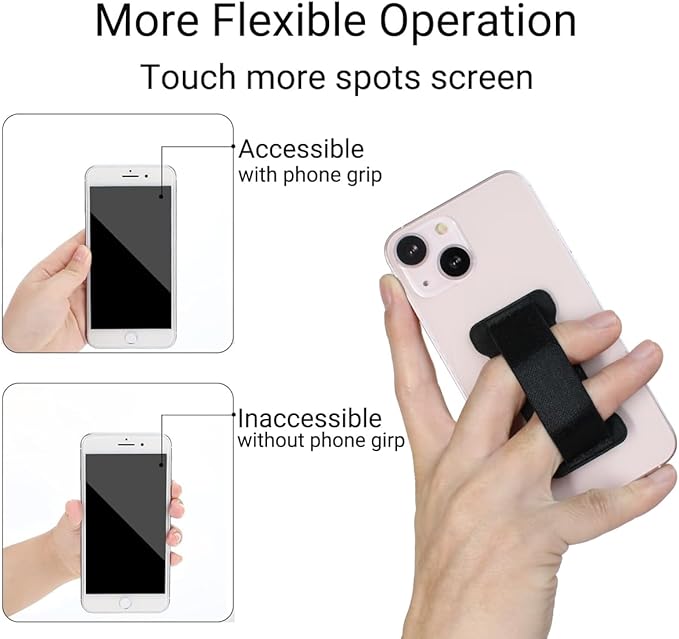 Phone Grip Holder for Hand, Universal Finger Strap Phone Holder, Finger Selfie Grip Compatible with Most Smartphones - 3Pack(Black)