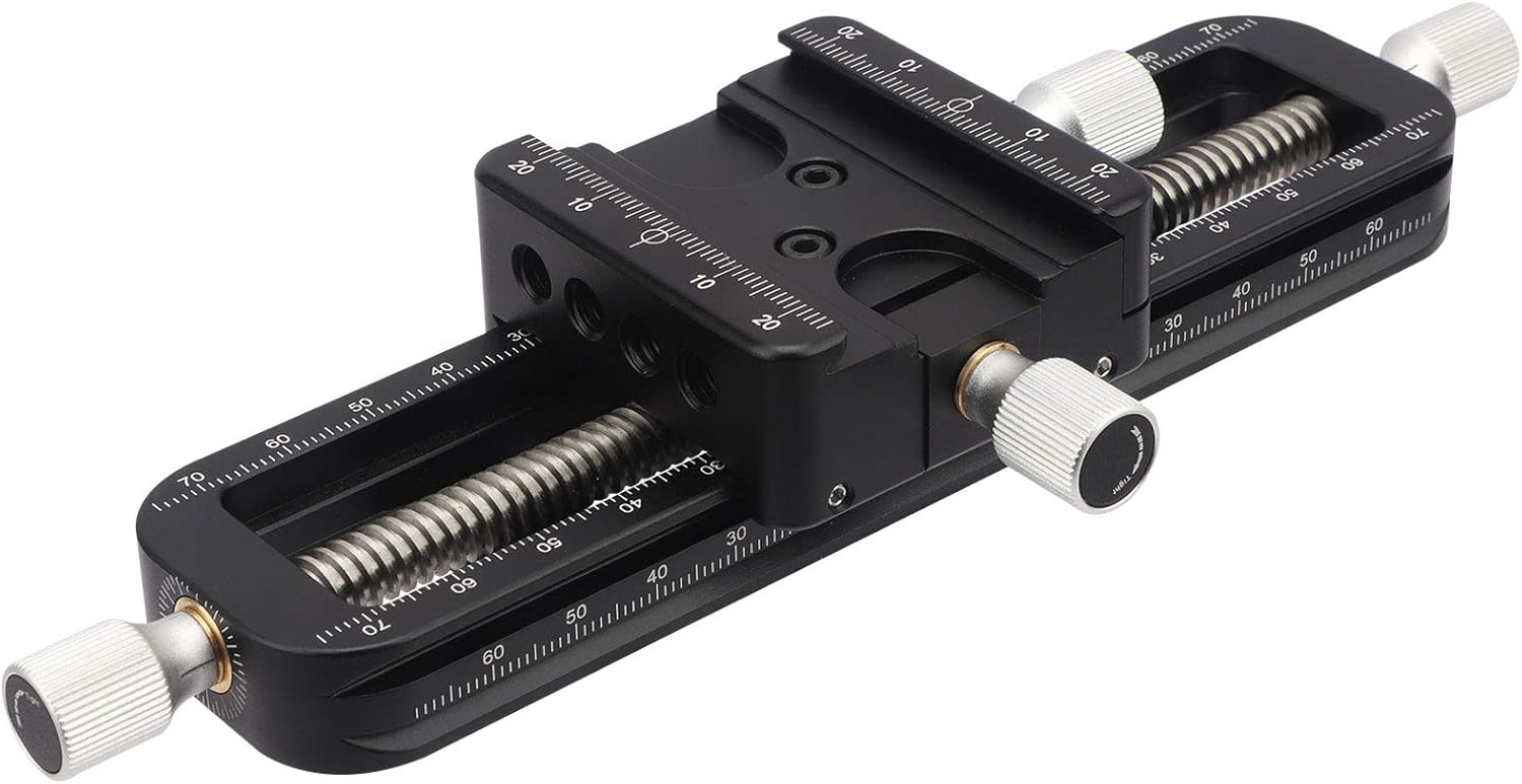 Haoge FM-160 Wormdrive Macro Rail for Macro Photography Track, Focus Stacking Precision Focus Slider/Close-up Shooting Clamp Plate Fine-Tuning Screw Rod