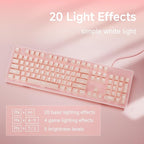 EWEADN TK100 Typewriter Keyboard Wired Mechanical Keyboard, 104 Keys Aesthetic Typewriter Keyboards with White Backlit, Anti-Ghosting, Blue Switch Wired Cute Keyboards-Pink