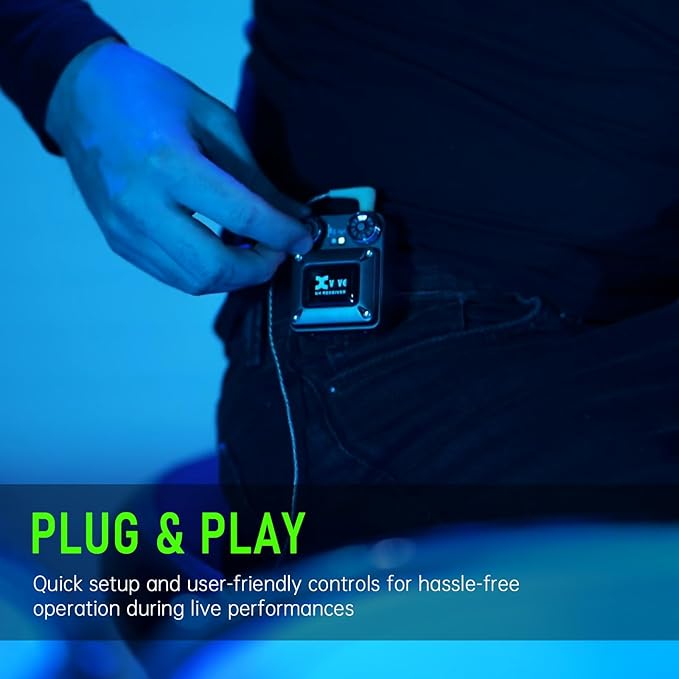 Xvive U4 Wireless in-Ear Monitor System Professional IEM System Transmitter and Beltpack Receiver for Studio, Band Rehearsal,Live Performance (U4)