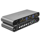 2 Computers 2 HDMI Monitors Matrix Automatic KVM Switch 4K@60Hz, Hotkey Switching, EDID, Digital Display and Aluminum Shell, USB 3.0 Hub Audio Microphone with Cables