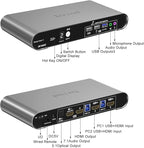 2 Computers 1 HDMI Monitor Automatic KVM Switch 8K@60Hz, Hotkey Switching, EDID, Support 5.1/7.1 Audio and Microphone, Aluminum Shell with Digital Display, USB 3.0 Hub, HDR10 with Cables