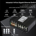 Industrial 8-Port Gigabit Ethernet Plus Switch with 2x10G SFP+ and 4x1.2.5G SFP, 10/100/1000Mbps, DIN Rail Mount Unmanaged Ethernet Fiber Switch