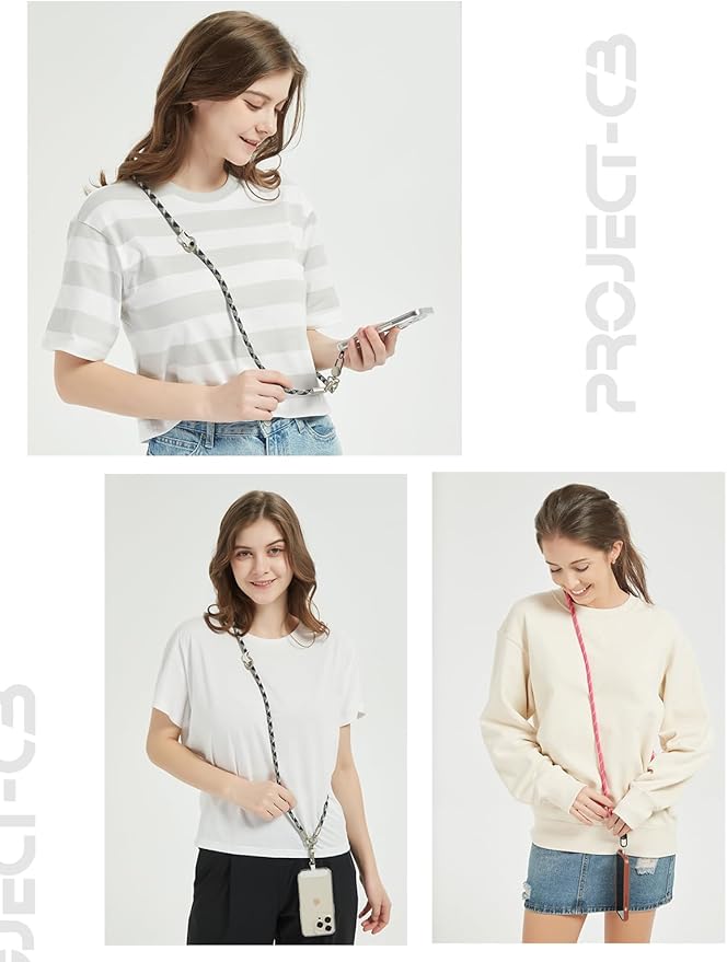 project-cb Phone Lanyard1, Phone Tether Tab2, Crossbody Cell Phone Lanyard, Rope Lanyard, Universal Adjustable Phone Strap (FoggyBlack-S)