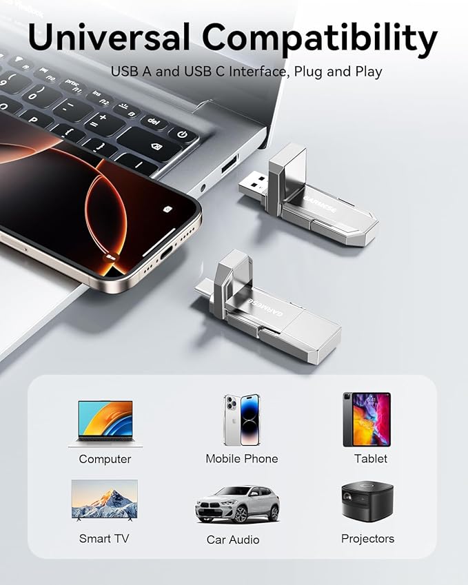 512GB USB C Flash Drive Up to 450MB/s Read Speed, External SSD USB 3.2 Gen 1 Thumb Drive 2-in-1 Memory Stick Data Storage Compatible with Smartphone Tablet Computer