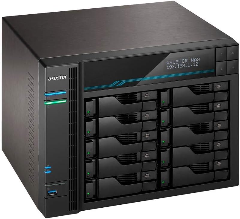 Asustor Lockerstor 10 Pro AS7110T 10 Bay NAS - Network Storage Enclosure, Quad Core 3.4GHz CPU, 8GB RAM DDR4, M.2 NVMe SSD Caching