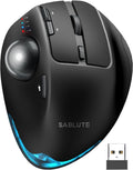 SABLUTE Wireless Trackball Mouse, Ergonomic Bluetooth Rechargeable Computer Mouse, Backlit Rollerball Thumb Laptop mice with 5 Level DPI, Adjustable Angle, 3 Devices Connection for PC, Mac, Windows