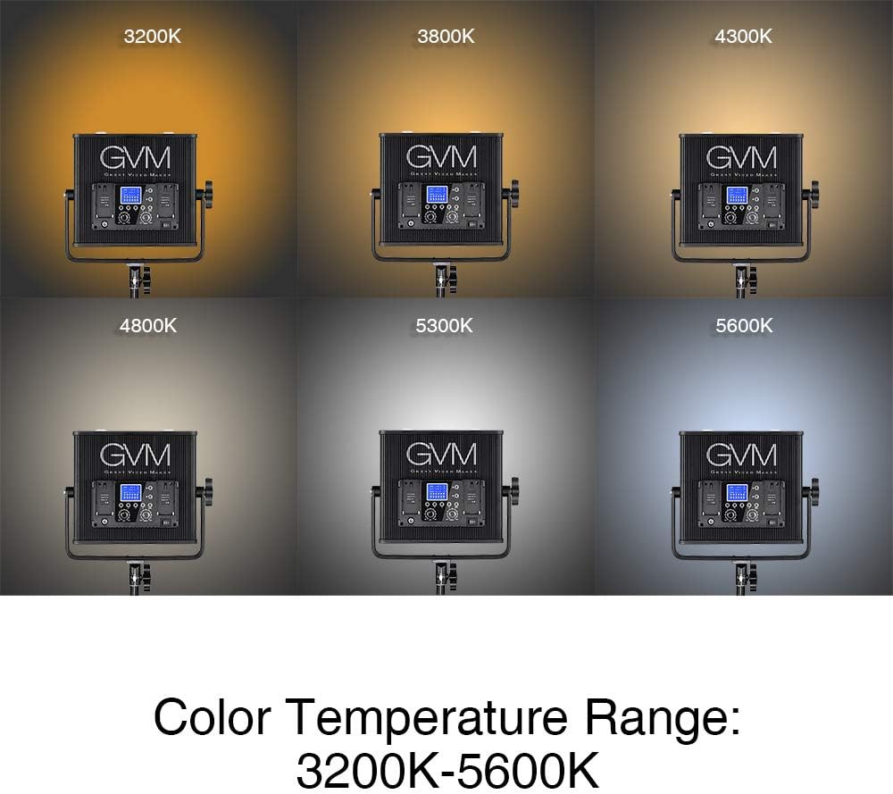 LED Video Light GVM 672S CRI97+ TLCI97+ 22000lux Dimmable Bi-color 3200K-5600K Light Panel With Digital Display For Outdoor Interview Studio Video Making Photography Lighting 3 pcs Kit
