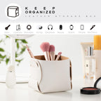 HOMIEAZICOZI 2-Pack Cork Leather Desk Accessories Storage - Pencil Pen Holder - Makeup Brush Holder Organizer - Stylish Addition to Home Decor (White)