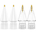 NIUTRENDZ 4 Pack Replacement Tips for Apple Pencil 2nd Generation and 1st Generation Fine Point Metal Tip, Wear-Resistant & Precise Control (1.95mm, White + Clear)